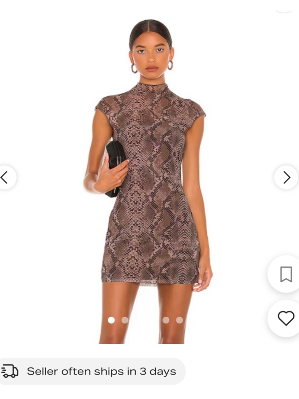 h:ours Pink Brown Snake-Print Cap Sleeve Dress